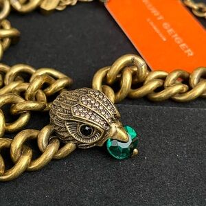 NWT Kurt Geiger Gold (colored) Necklace with Owl and Green Gem
